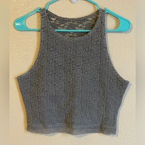 Abercrombie & Fitch gray floral crop top